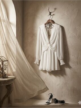 Reiss Ellie Open Back Romper White Size 4 Long Sleeve NWT